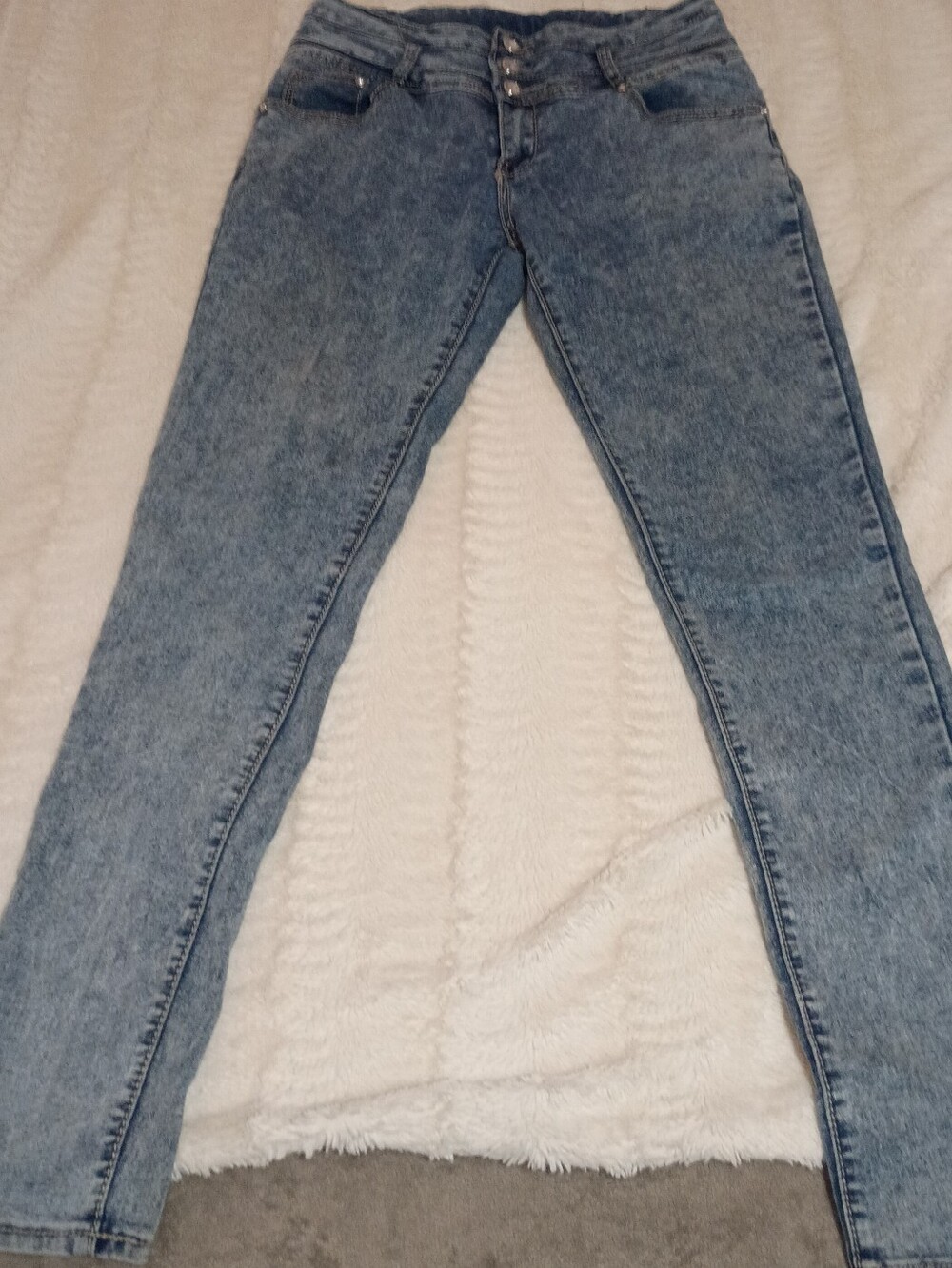 Women’s High-Rise Skinny Acid Wash Jeans in Light Blue